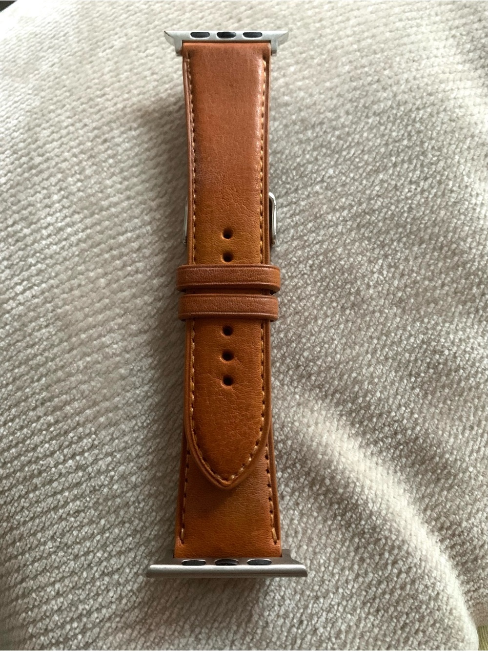 24MM Warm Honey Brown Genuine Leather Smartwatch Band Made in US Silver Hardware